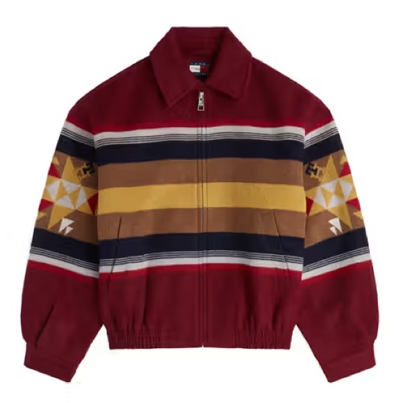 Pendleton x Tommy Hilfiger Rare Wool Blend Valley Stripe Tribal Bomber Jacket - Picture 2 of 11